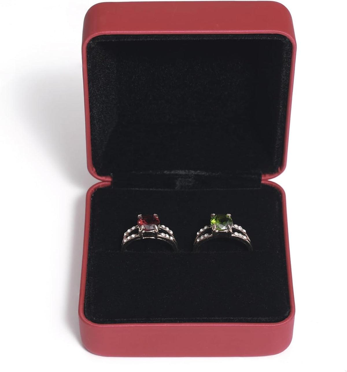 Velvet Ring Gift Box, Small Jewelry Earring Studs Holder Case for Wedding Day, Proposal, Engagement, Anniversary, Ring Display Storage Box for Women Girl (Red S)