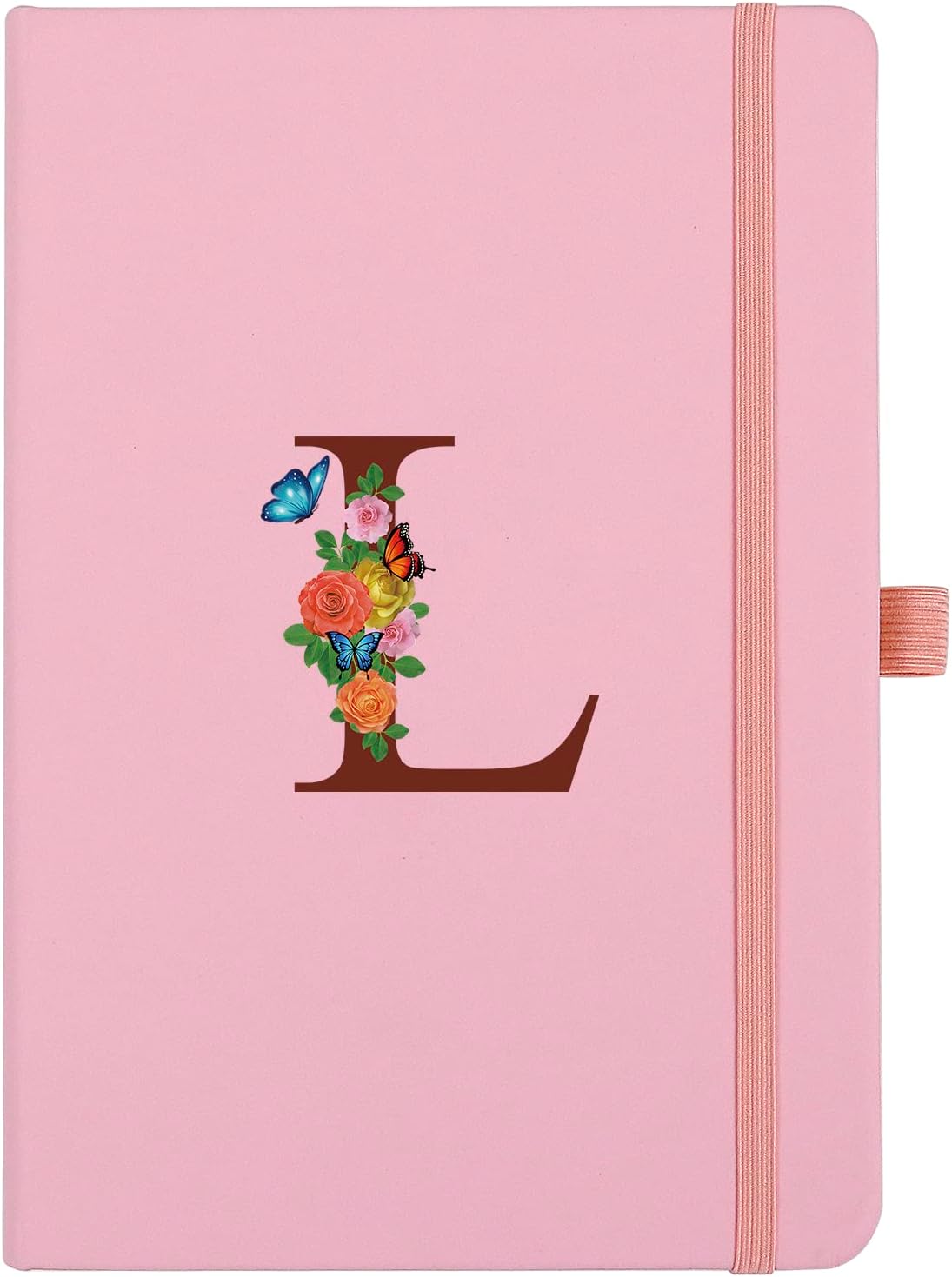 Pink Notebook for Women, 5.7"X8.3" A5 Journal Notebook with Letter L, Dual-Sided Writing Notebook with Dividers, Cute Leather Journal for Work, Business, School, Meetings, Travelers, Small Notebook