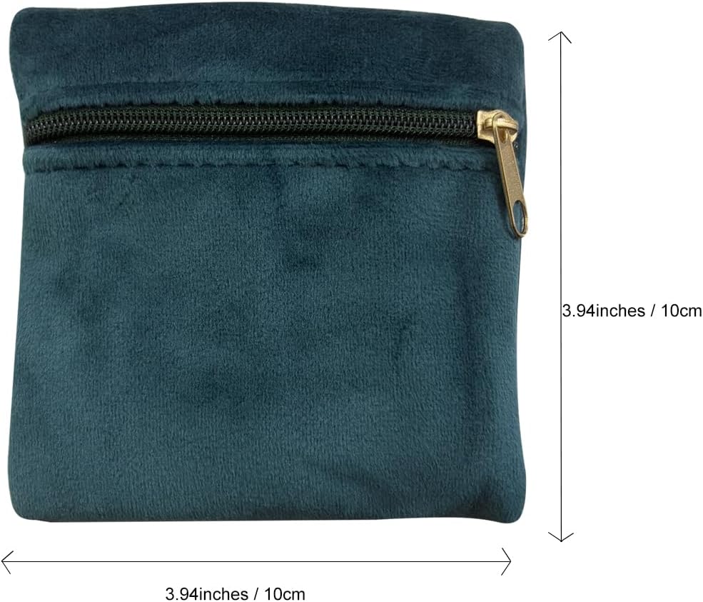 8pcs Small Velvet Jewelry Pouches with Zipper Gift Bags for Bracelet Necklace,Ring,Earrings,Earphone,Wedding Favors, Travel,3.94" X 3.94" (Peacock blue)