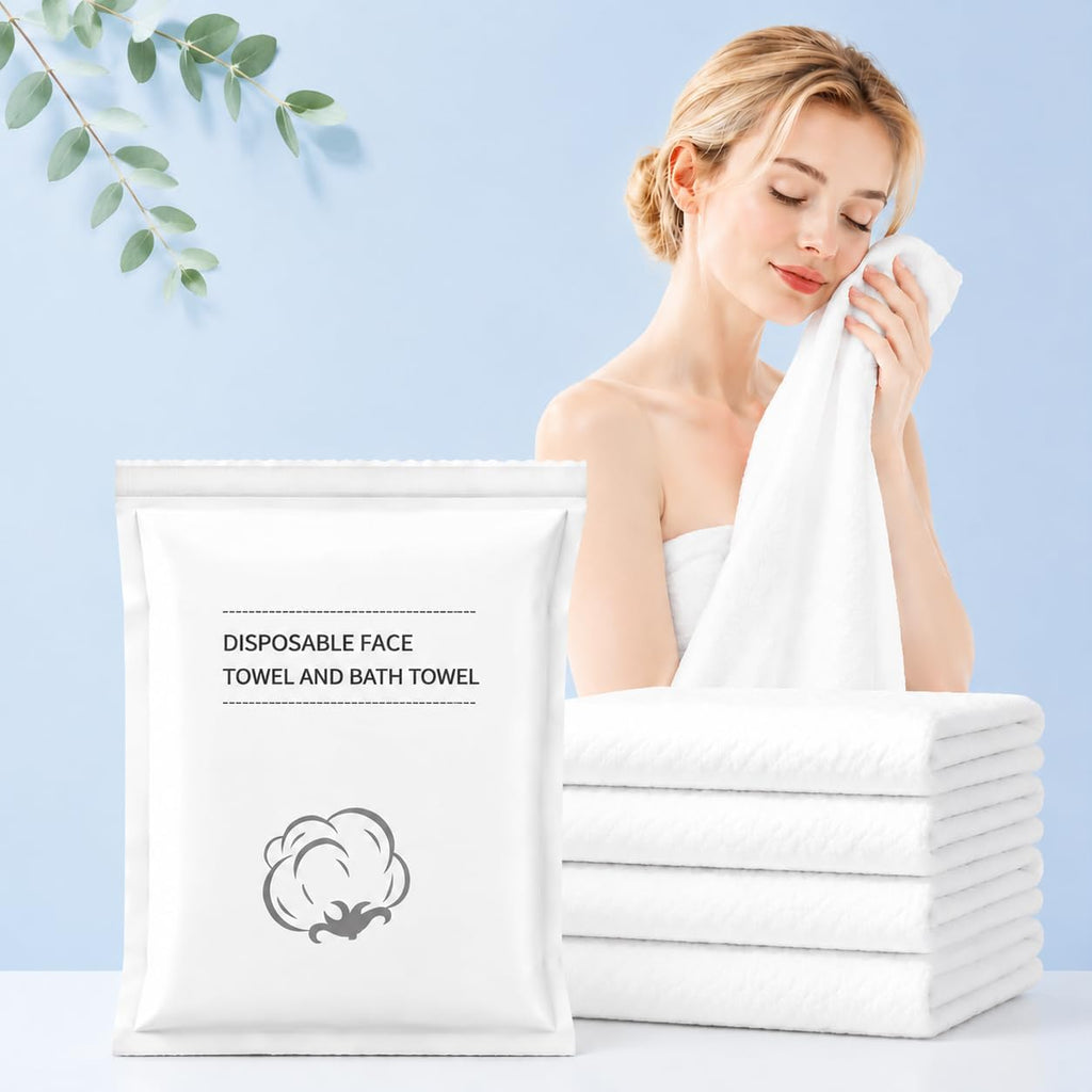 Disposable Bath Towels, 6 Pcs Large Travel Bath Towel 55 * 28 Inches, Travel Essentials Compressed Towel - Portable Disposable Washcloths for Beach Shower Hiking Swim Hotel Camping