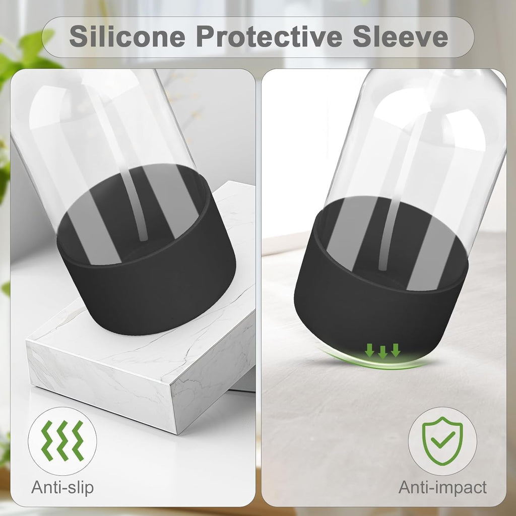 Glass Spray Bottles - 2 Pack 16 oz Clear Spray Bottles with Silicone Sleeve