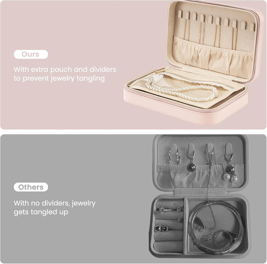 Lolalet Travel Jewelry Case for Women Girls -Medium, Pink