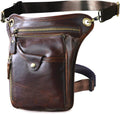 Le'aokuu Mens Genuine Leather Outdoor Sporting Hiking Waist Hip Pack Messenger Shoulder Drop Leg Thigh Bag Pouches For Women 211-5 (Brown 2)