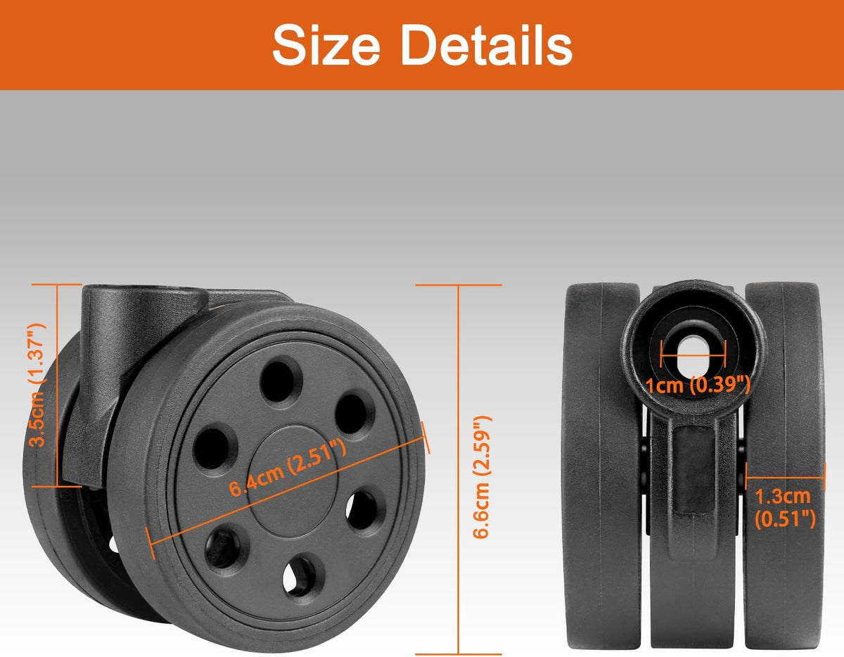 Wheels for Rimowa Trunk, 2 Pack Replacement Kit for Luggage(64mm-Black-Round)
