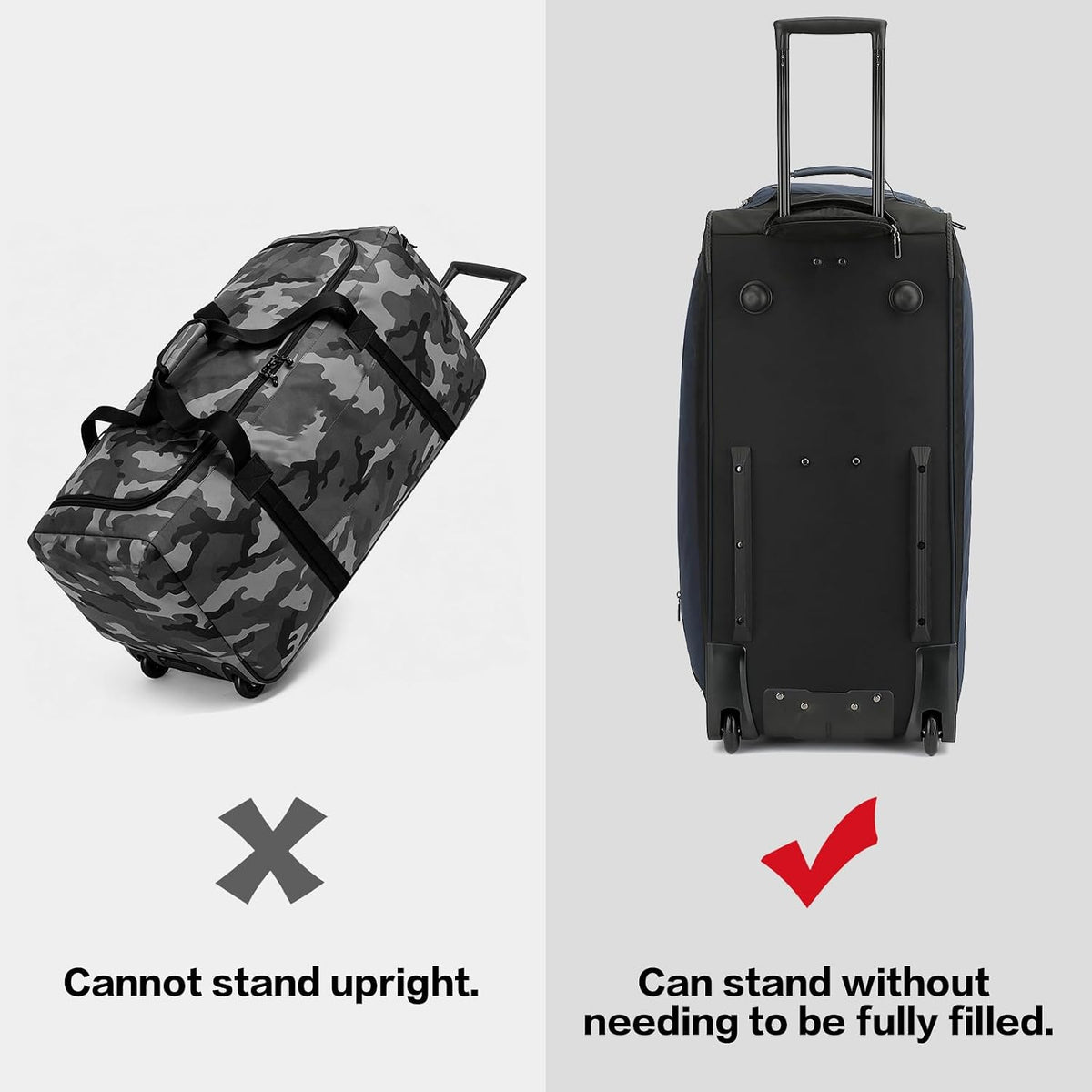 Large Rolling Duffle Bag with Wheels and Handle 85L 29 inch Travel Duffel Bag for Men Women with Shoe Compartment & Wet Pocket, 2 Wheeled Checked Luggage for Business Travel Long Trips, Blue