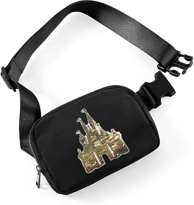 Magic Kingdom Sequin Belt Bag for Women Waterproof Waist Fanny Pack for Teen Girls Crossbody Bags for Traveling Jogging (pinkA)