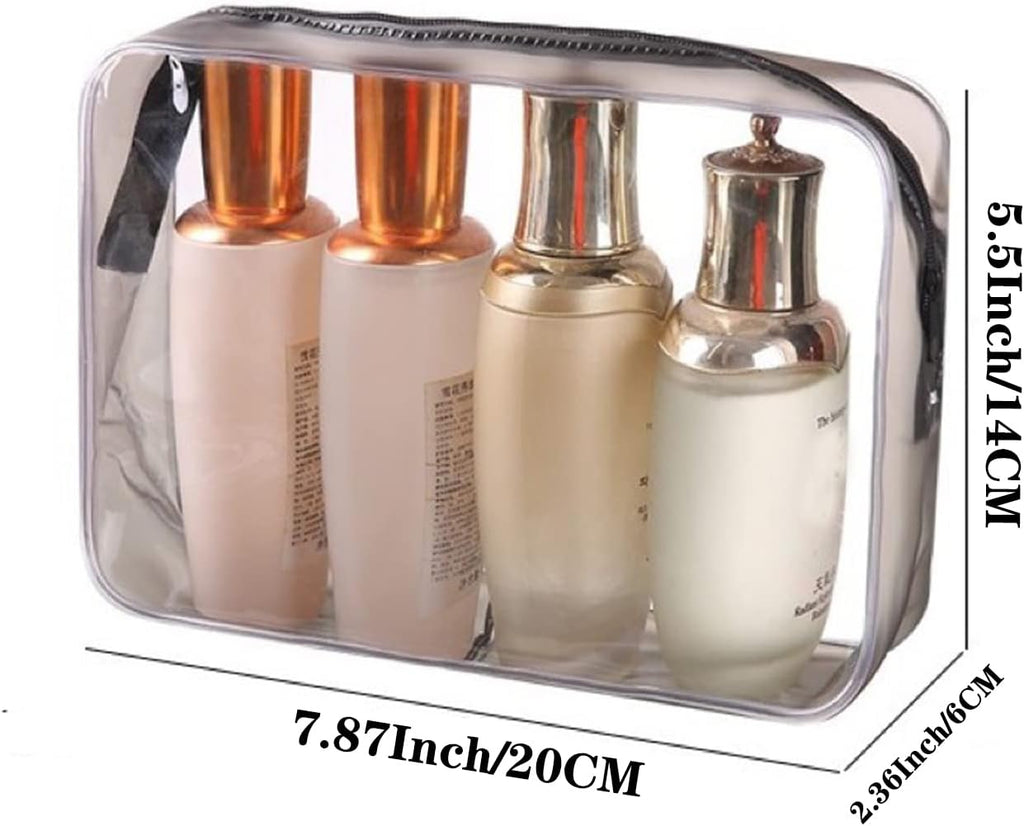 Tergy 20 Packs Clear Cosmetics Bags for Women Men Waterproof Toiletry Bags PVC Makeup Bags Organizer Case with Zipper for Travel Bathroom (Black)