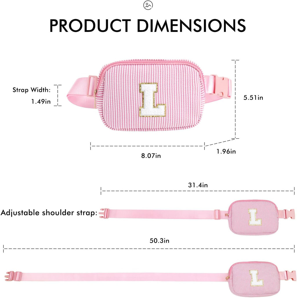 YOOLIFE Initial Belt Bag Crossbody Bag for Girls Kids Birthday Gifts Pink D
