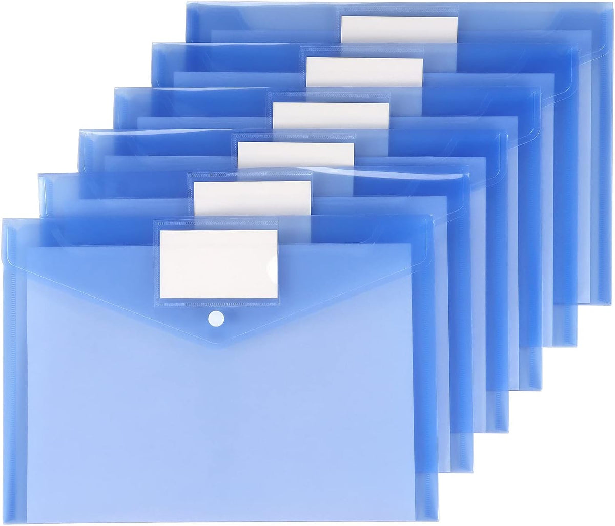 6 Pack Clear Document Folders Plastic Envelopes, A4 Size, Blue