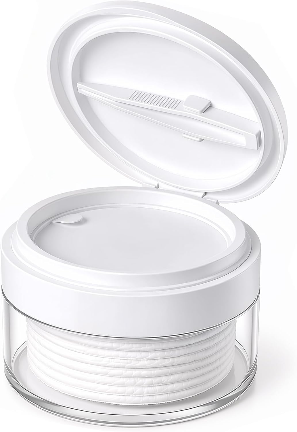 1 Pack Toner Pad Travel Case with Tweezers for Skincare, Small, White