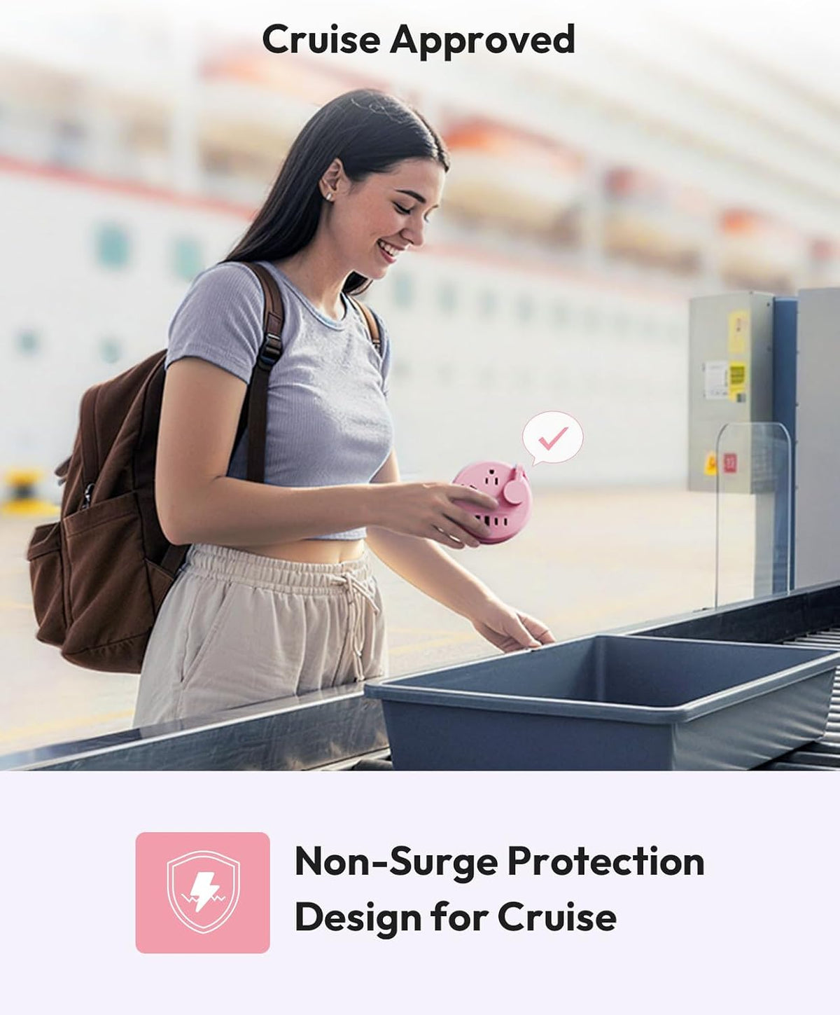 NTONPOWER Pink Travel Power Strip, Travel Essentials, Cruise Essentials 3 Outlets 4 USB Ports(2 USB C), 4FT Wrapped Around Extension Cord for Travel Cruise Ship Beach Vacation Essentials