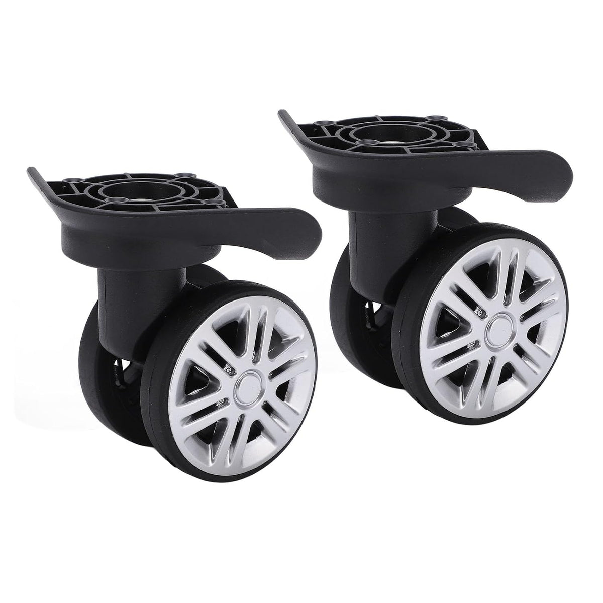 360 Degree Swivel Caster Wheels for Luggage – Black Plastic Replacement Trolley Wheels Compatible with Suitcase Travel Bags