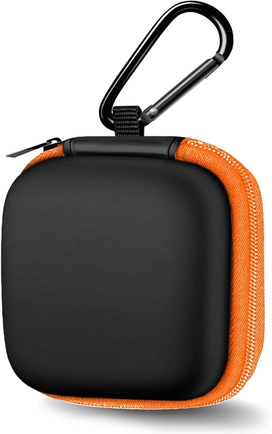 1 Pack Square Earbud Case Storage Bag with Carabiner, Orange