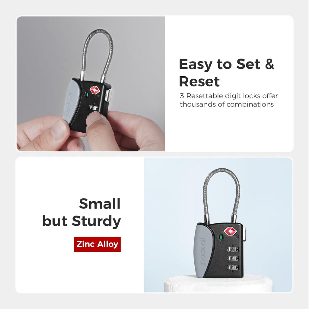 pack all TSA Approved Travel Luggage Locks, Resettable 3-Digit Code