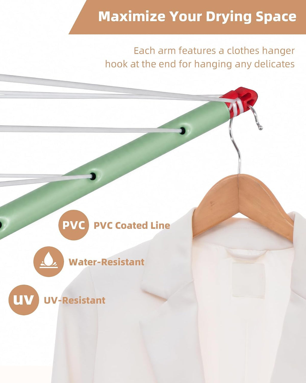 STORAGE MANIAC Umbrella Clotheslines Outdoor Laundy Drying Rack Heavy Duty