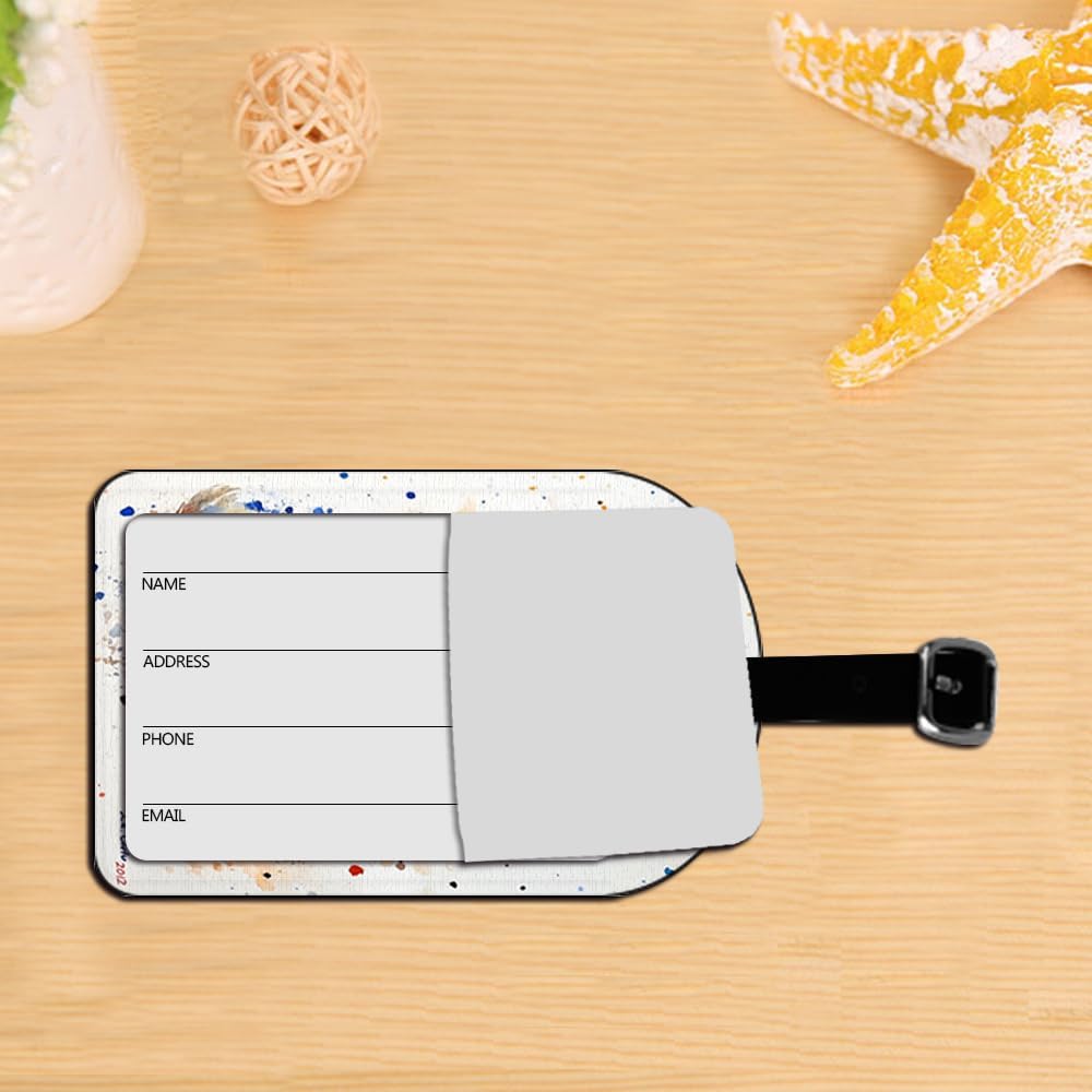 Watercolor Fox Luggage Tag Travel ID Label Leather for Baggage Suitcase Travel Accessories Baggage Name Tag - 1 Pack