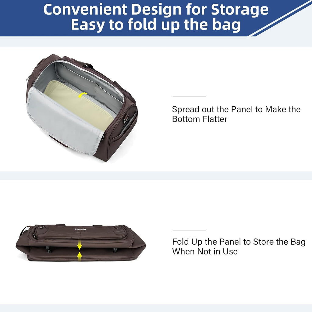 HanTrip 16 Inch Under Seat Carry On Duffle Bag for Airplanes, Coffee