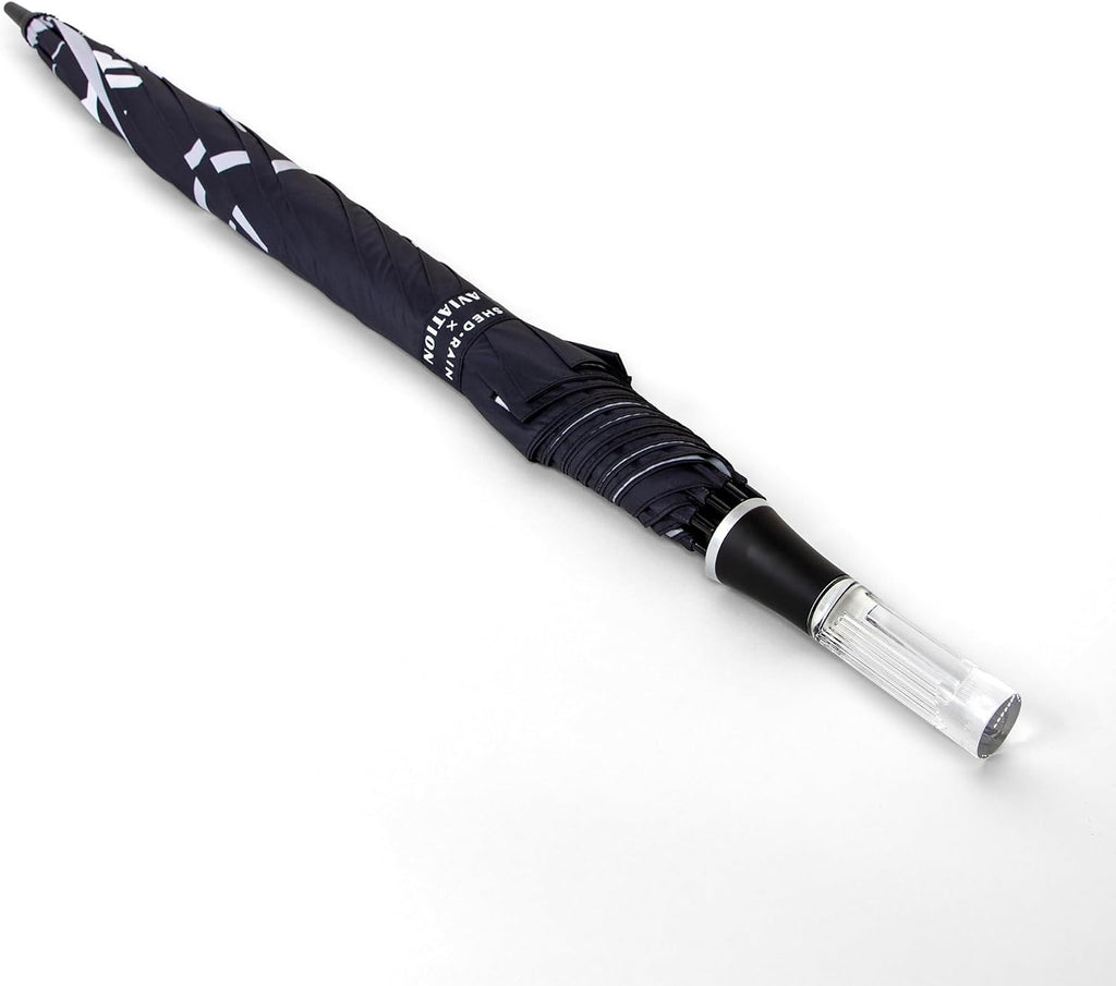 ShedRain x Aviation Gin Golf Umbrella, Black Graphic Stick Umbrella