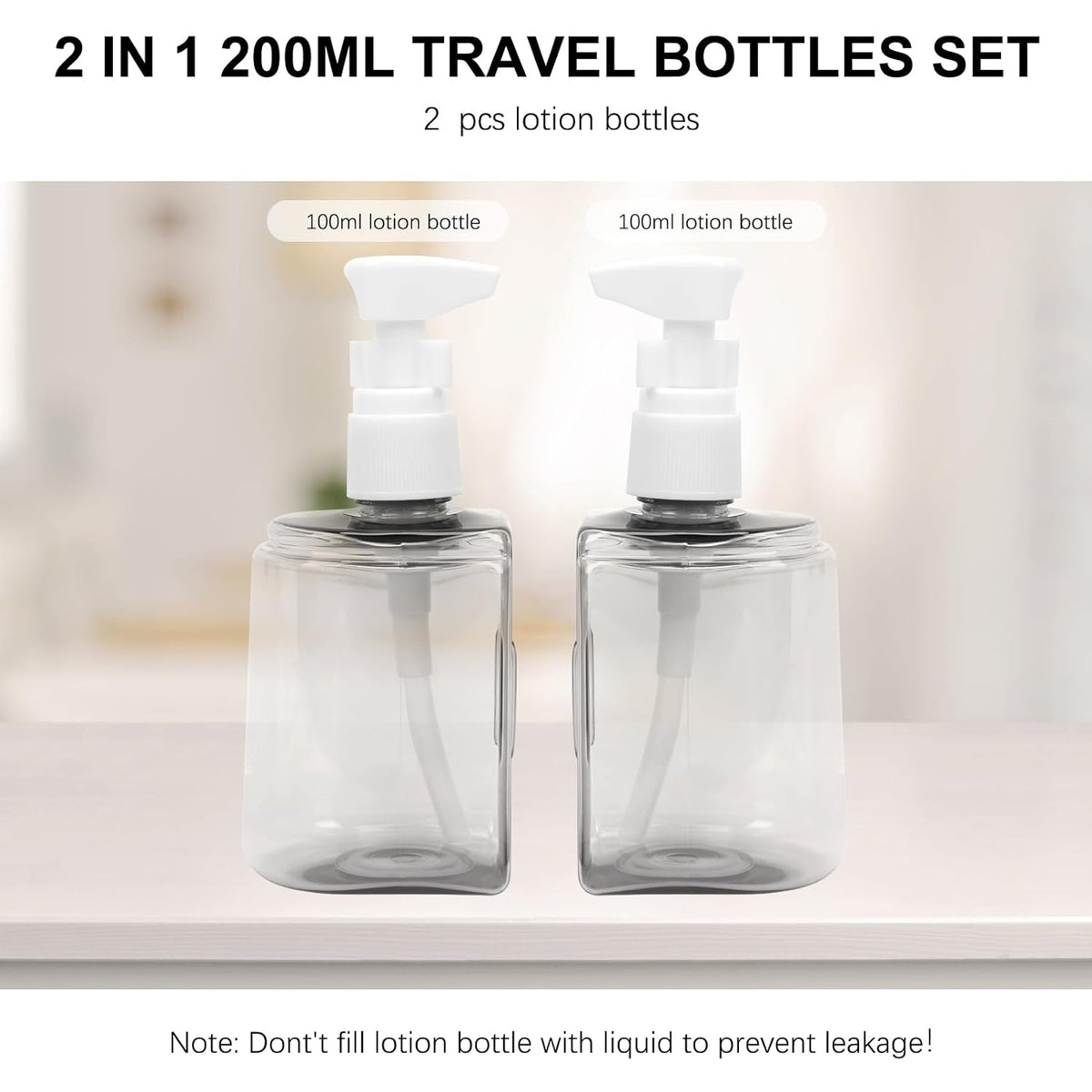 Skycase Travel Bottles - Leak Proof Refillable Tsa Approved Travel Size Toiletries, 2 in 1 Liquid Bottles Containers with Labels and Funnel Airplane Accessories Kits for Lotion Liquid (Green)