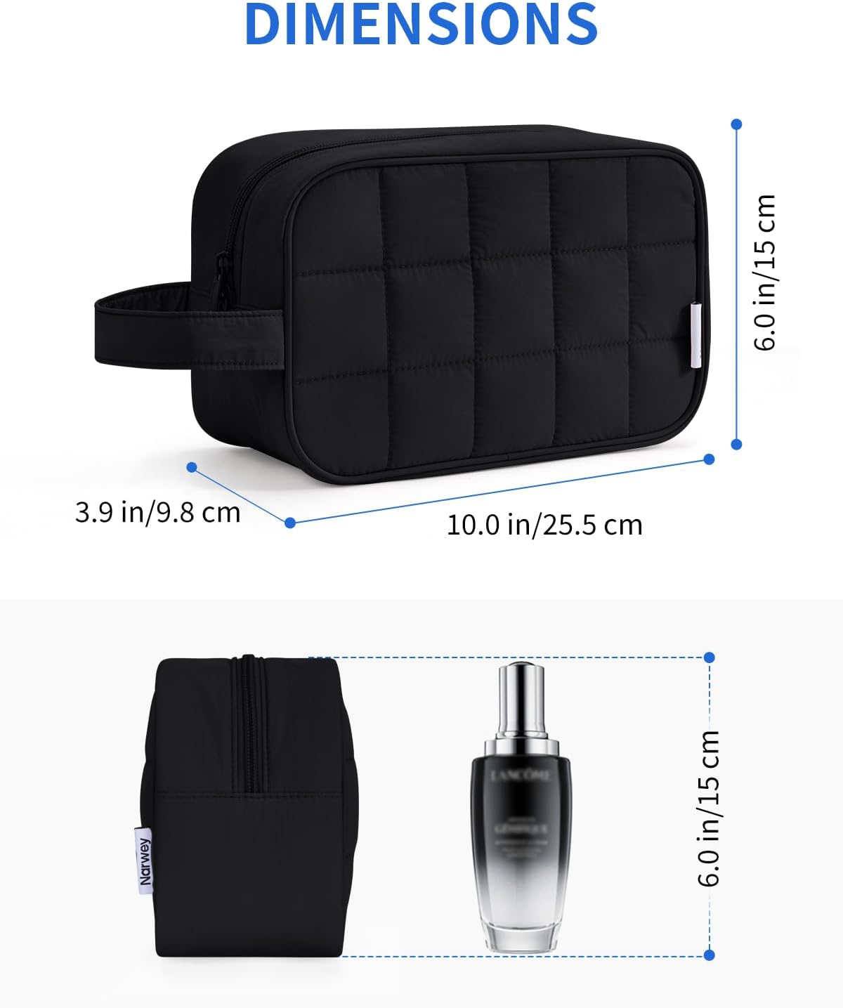 Narwey Quilted Travel Toiletry Bag for Women, Bathroom, Medicine Bag