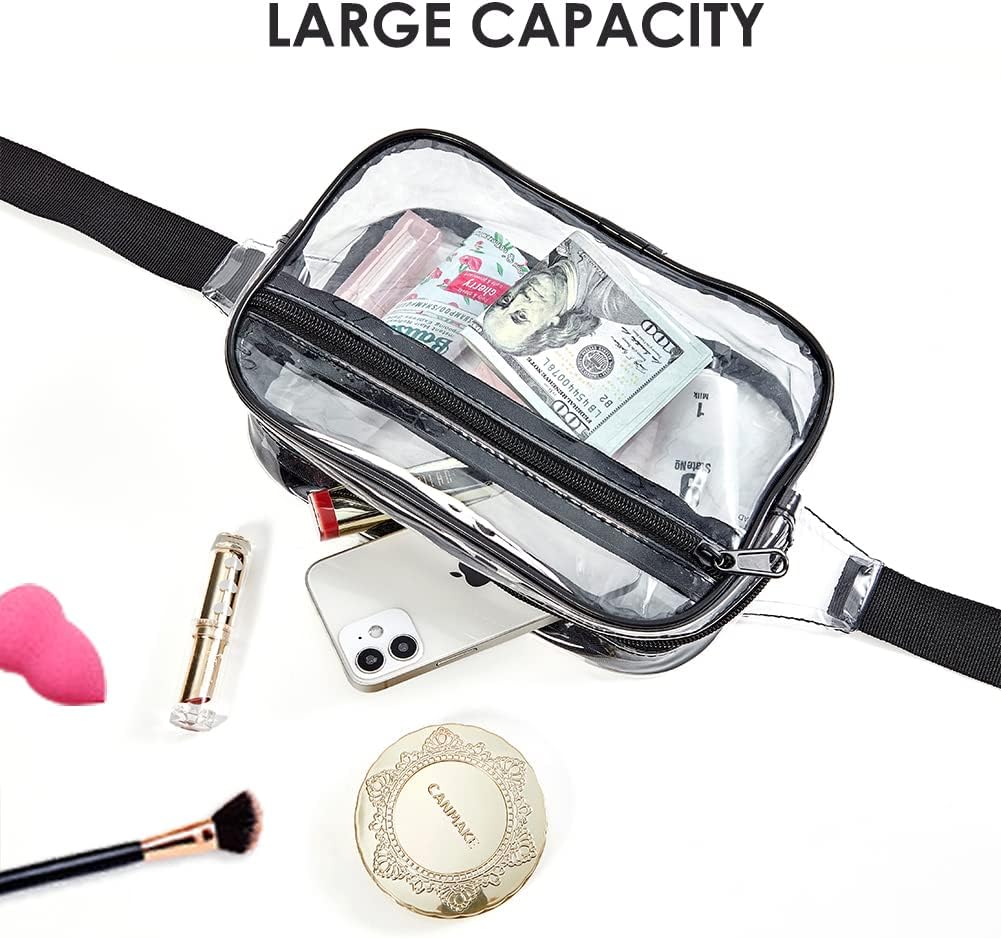 Clearworld Clear Fanny Pack, Waterproof 3-in-1 Belt Bag for Women, Black