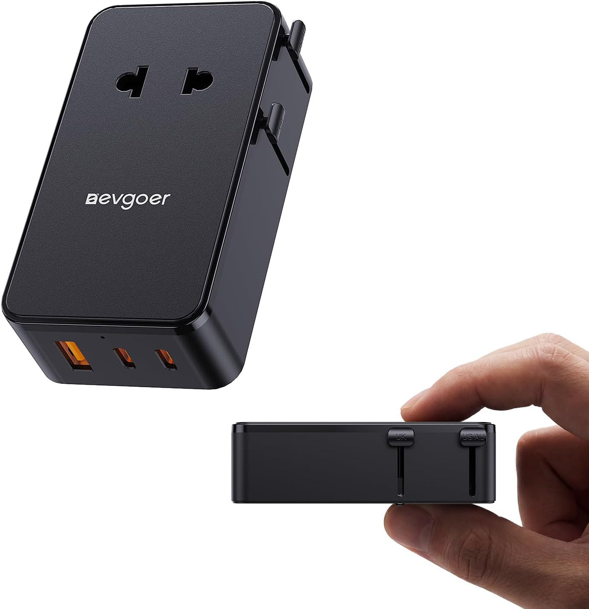 Universal Travel Adapter, International Power Adapter with 1 AC Outlet, 1 USB-A & 2 USB-C Ports, Works in 150+ Countries (US/EU/UK/AU), Not a Voltage Converter
