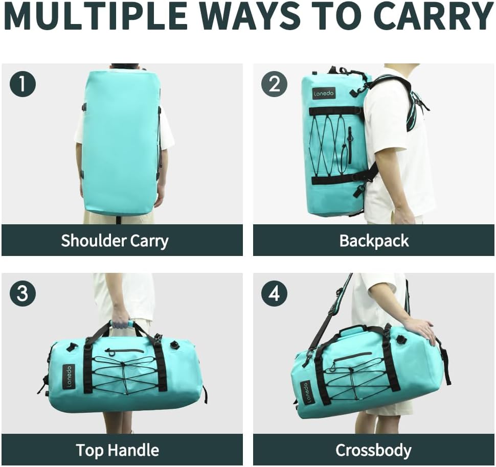 80L Dry Bag Large Waterproof Bag Roll-Top Heavy Duty Fishing Duffel Bag with Durable Straps & Handles for Kayaking Paddle boarding Boating Rafting Fishing Canoeing Camping