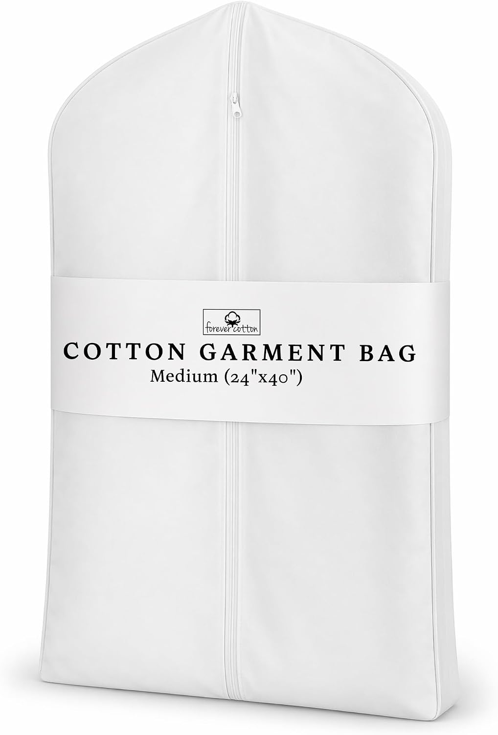Premium 100% Cotton Garment Bags – 40" Off-White Canvas Suit Cover with YKK Zipper – Moth Protector, Breathable, Machine Washable, Cover for Coats, Dresses, Jackets & Travel
