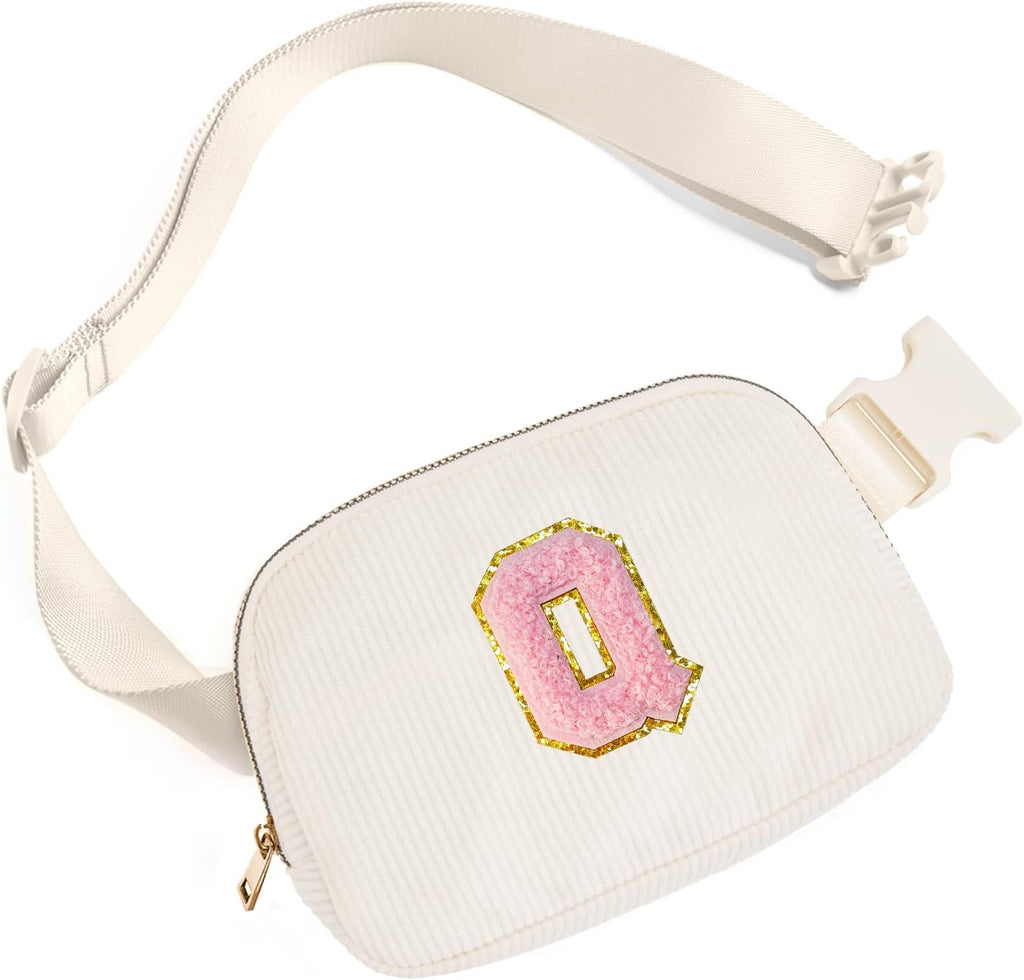 Gitus Gifts for Teen Girls Birthday Gifts for Daughter Sister Friends Initial Belt Bag Fanny Pack Crossbody Bags Girls Gifts Age 6-8 8-10 10-12 Trendy Stuff Travel Essentials (Ivory-Q)