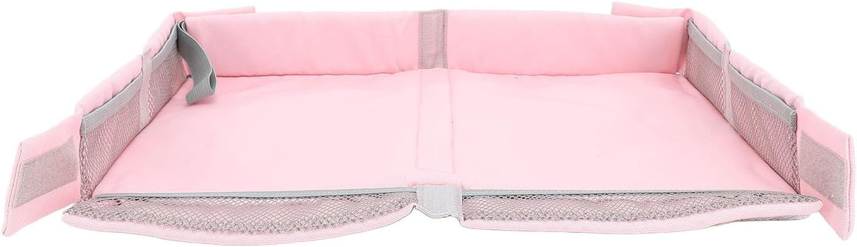 Airplane Tray Cover for Kids, Foldable Travel Organizer for Planes (Pink)