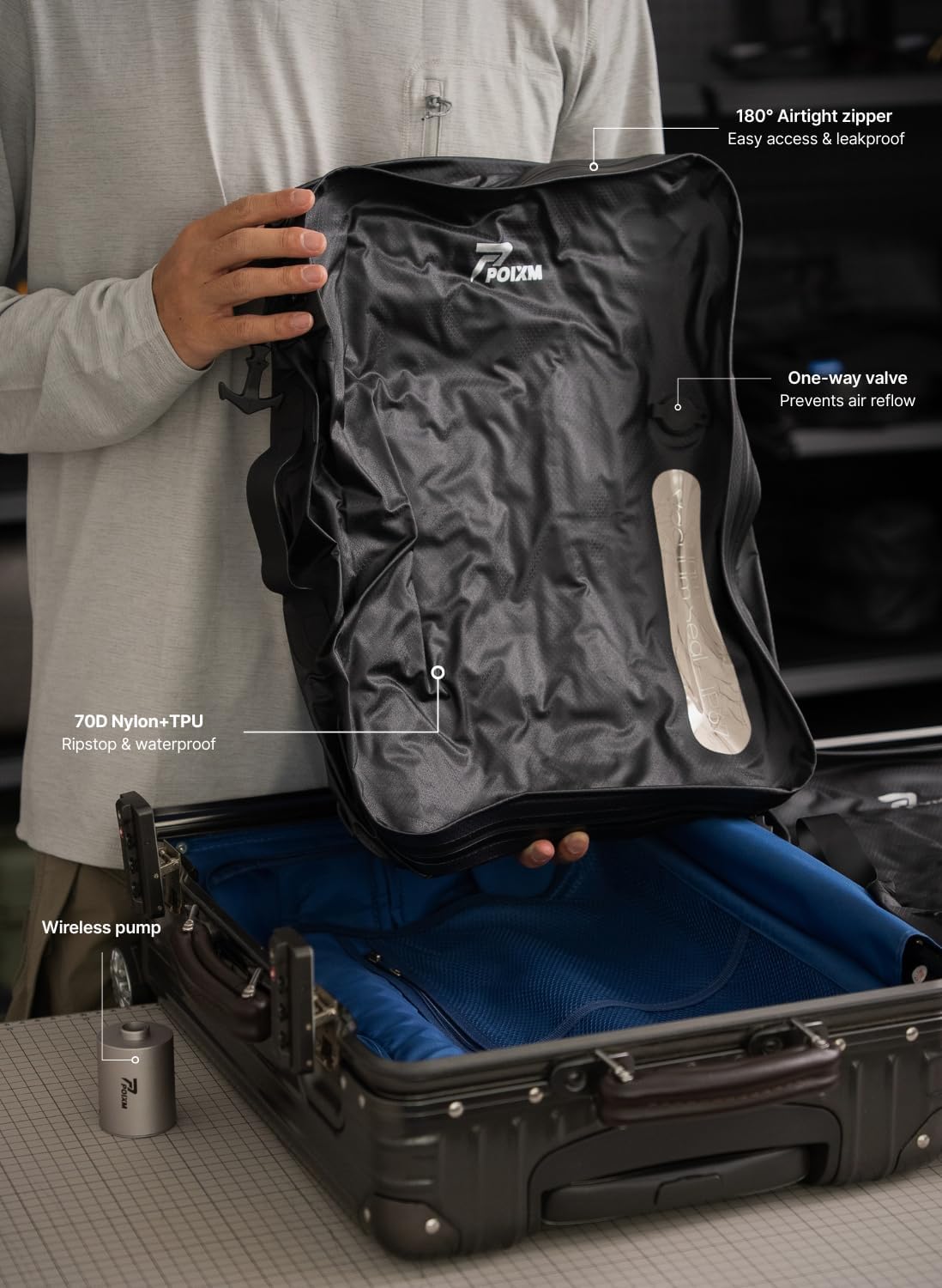 Travel Vacuum Bags with Pump, Carry-On Space Saver, Small (2 Pack)