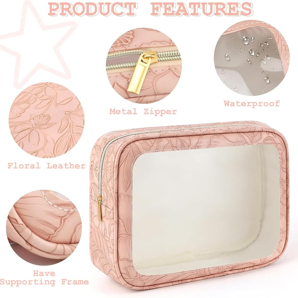 YOPCDJ 5PCS Diaper Bag Organizer Pouches Set, TSA Approved Travel Toiletry Bag For Women, Waterproof Clear Makeup Bag Set, Floral Small Makeup Bag Suitable For Women