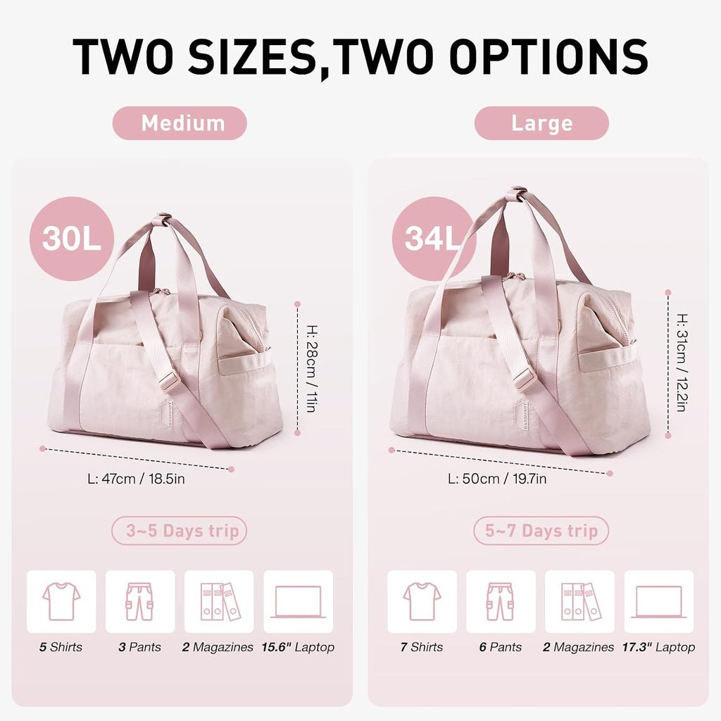 BAGSMART BAGSMART Gym Bag for Women, Carry on Weekender Overnight Bag, Travel Duffel Bags with Trolley Sleeve, Personal Item Travel Bag Tote Bag Workout Dance Bag(Light Beige-Large)