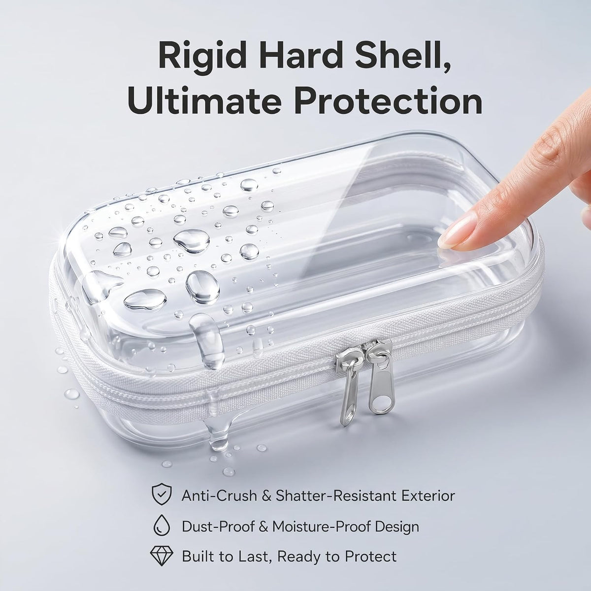 4 Pack Clear Hard Shell Zipper Case, Small Diaper Bag Organizer Pouches