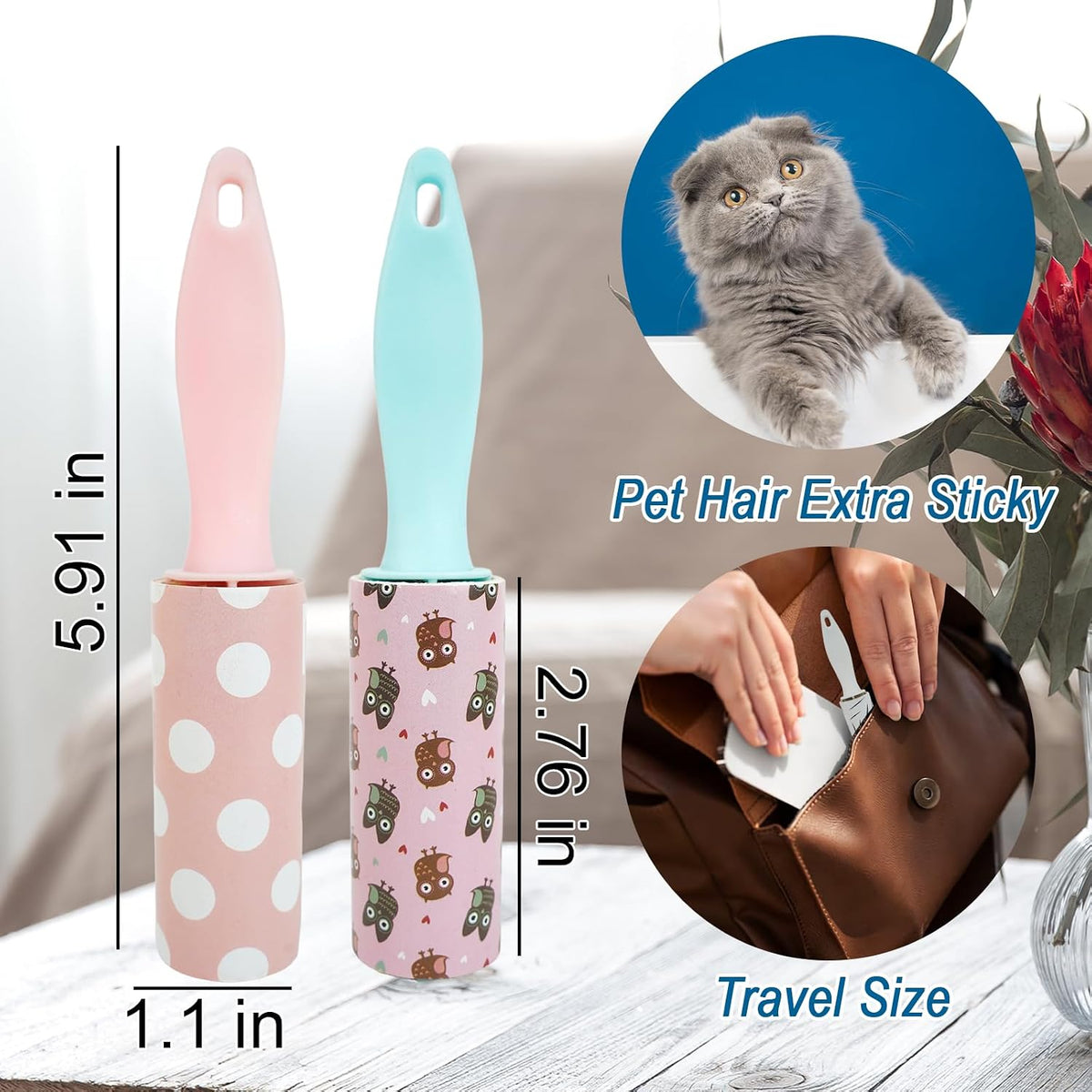 8 Pcs Mini Lint Roller, Lint Roller for Travel Size