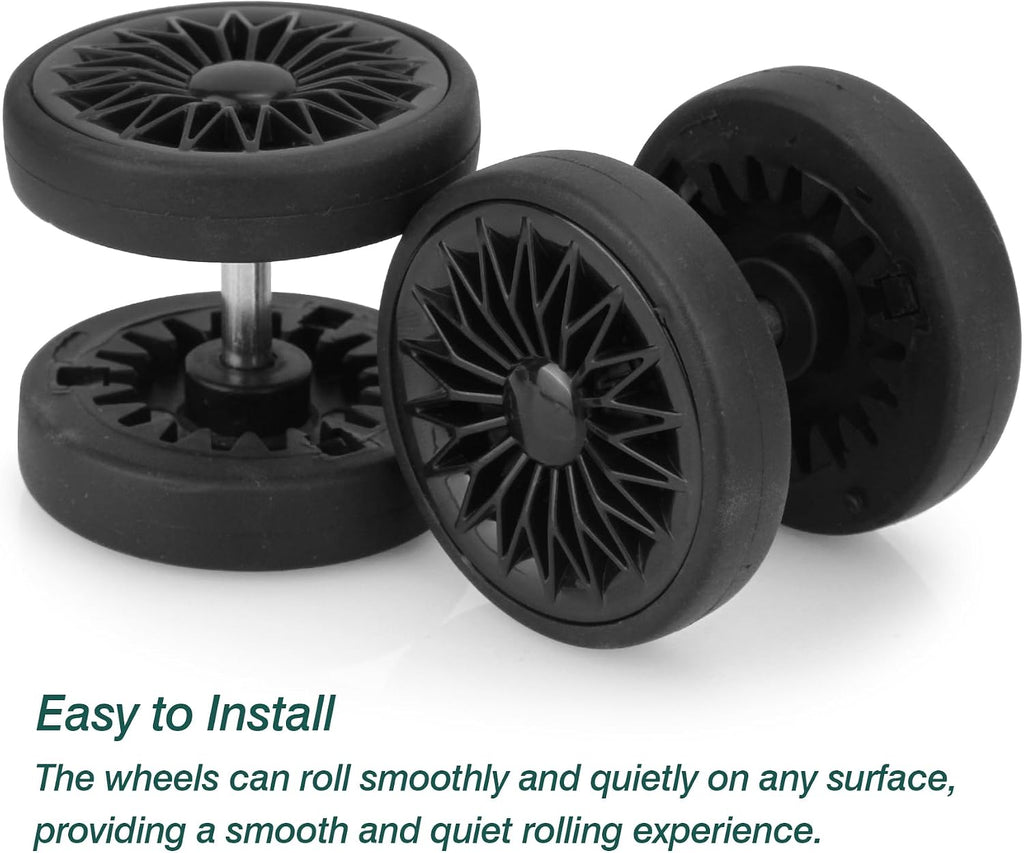 8 Pcs Double Row Suitcase Replacement Swivel Wheels OD55mm Black A28
