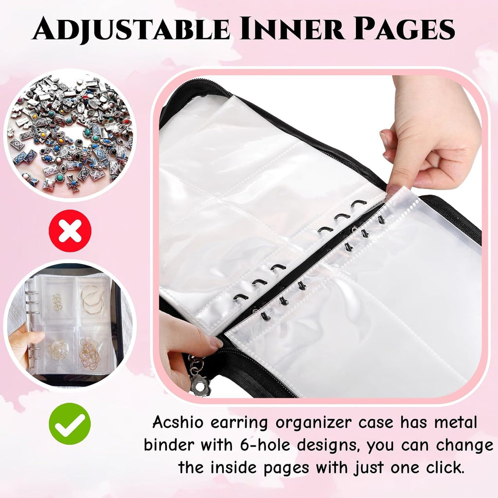 91 Slot Transparent Jewelry Organizer Book with Zipper