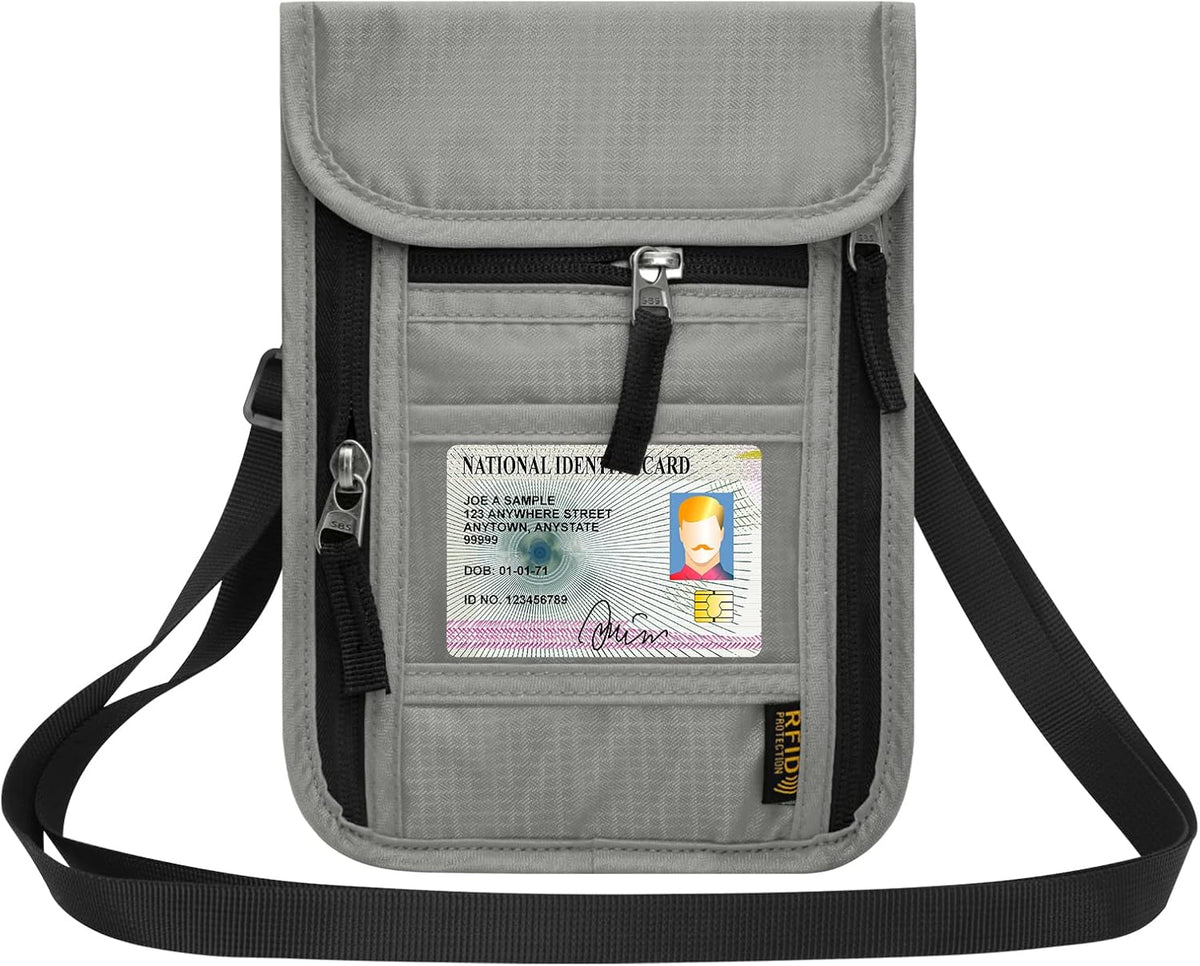 HOTEMIA Neck Wallet for Travel,Passport Holder Neck Pouch for Men Women with Adjustable Neck Strap and RFID Blocking