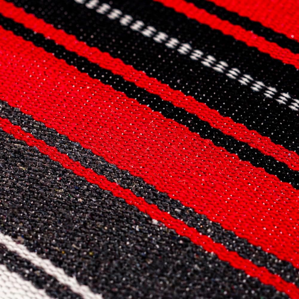 Airooglee 69" L x 51" W Large Mexican Blanket - Perfect as Yoga Outdoor Beach Serape Picnic Camping Woven Blanket, Boho Home Décor - Red