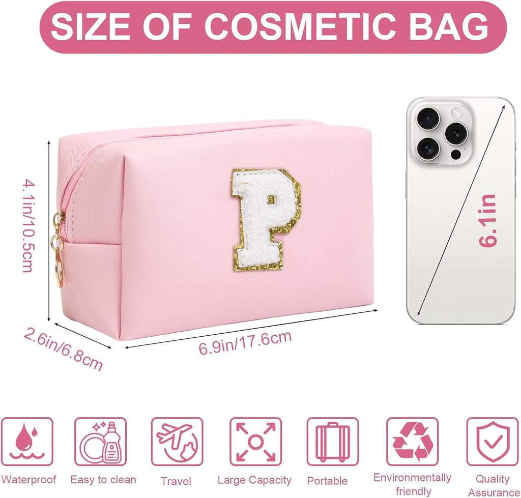 AIBFRID Birthday Gifts for Women Her,Travel Cute Makeup Bag,Large Capacity Cosmetic Bags for Women Makeup Pouch PU Leather Waterproof Cosmetic Bag (P, Pink)