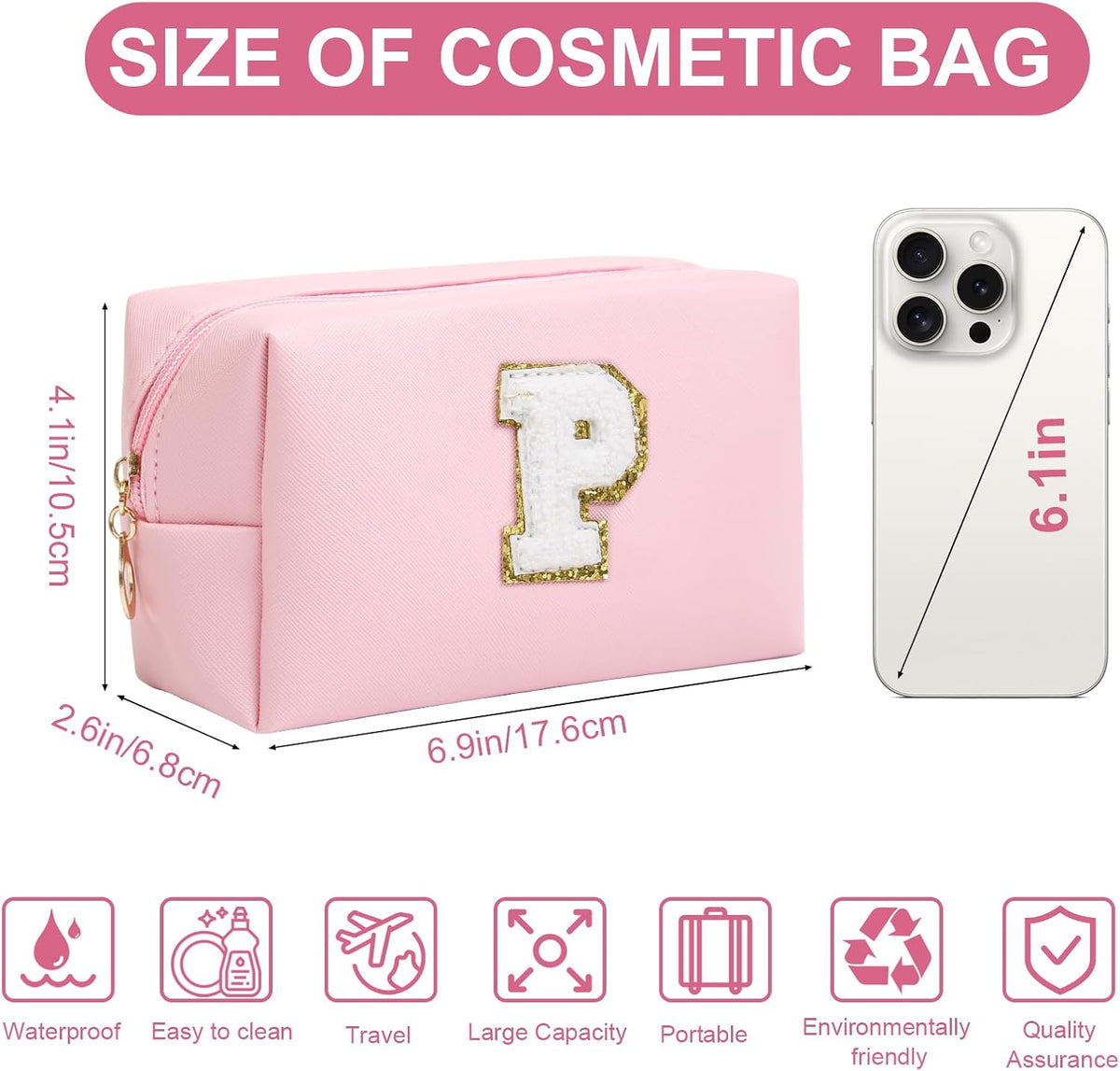 AIBFRID Birthday Gifts for Women Her,Travel Cute Makeup Bag,Large Capacity Cosmetic Bags for Women Makeup Pouch PU Leather Waterproof Cosmetic Bag (P, Pink)