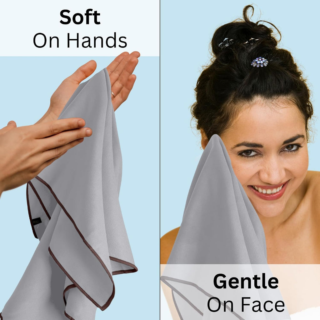Backpacking Ultralight Quick Dry Microfiber Soft Fast Drying Hand and Face Towel Wash Cloth Camping Yoga Hiking Active Lifestyle (Gray, Medium 16x28)