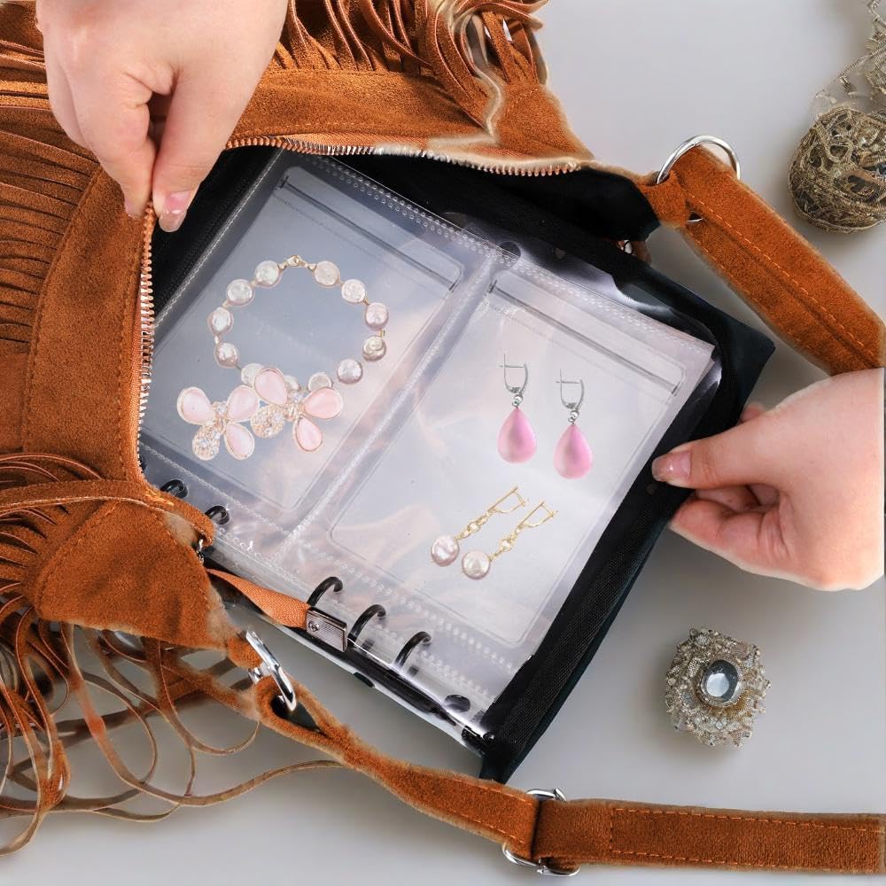 91 Slot Transparent Jewelry Organizer Book with Zipper