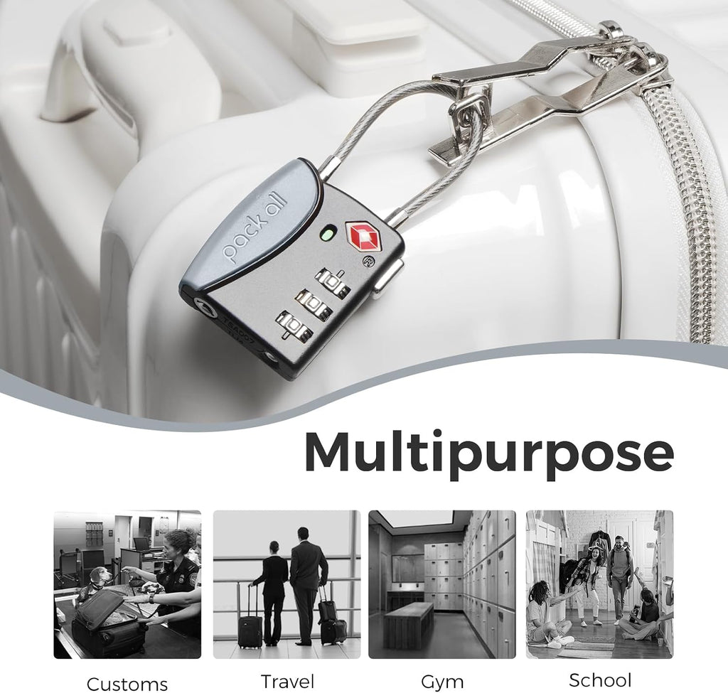 pack all TSA Approved Travel Luggage Locks, Resettable 3-Digit Code