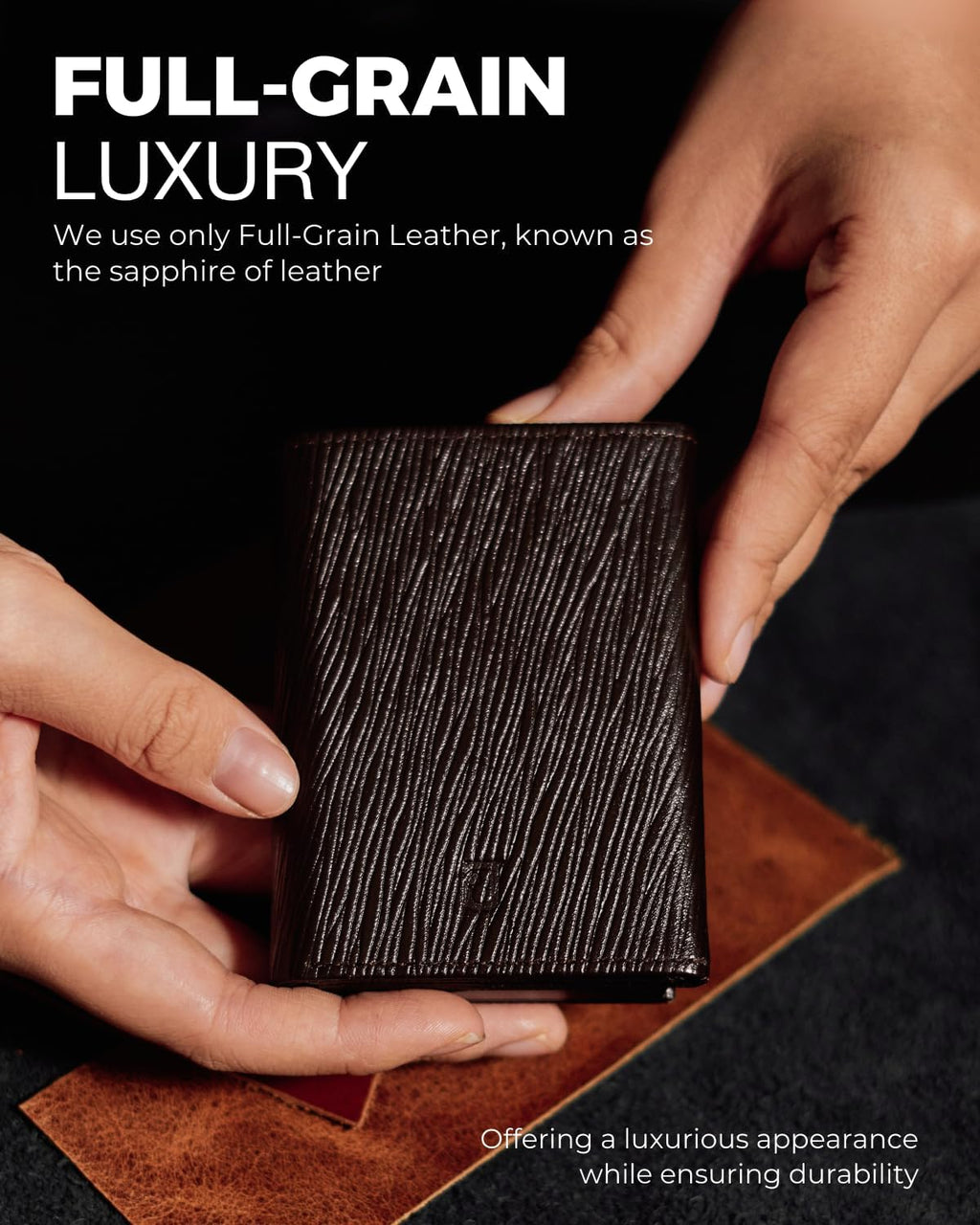 Jenoss Smart Wallet For Men: Full Grain Leather, Handcrafted, Slide Metal Pop Up Case, Slim RFID Blocking Credit Card Holder, Minimalist, Compact - 9-12 Card Organizers | ID | Money Clip (EPI Brown)
