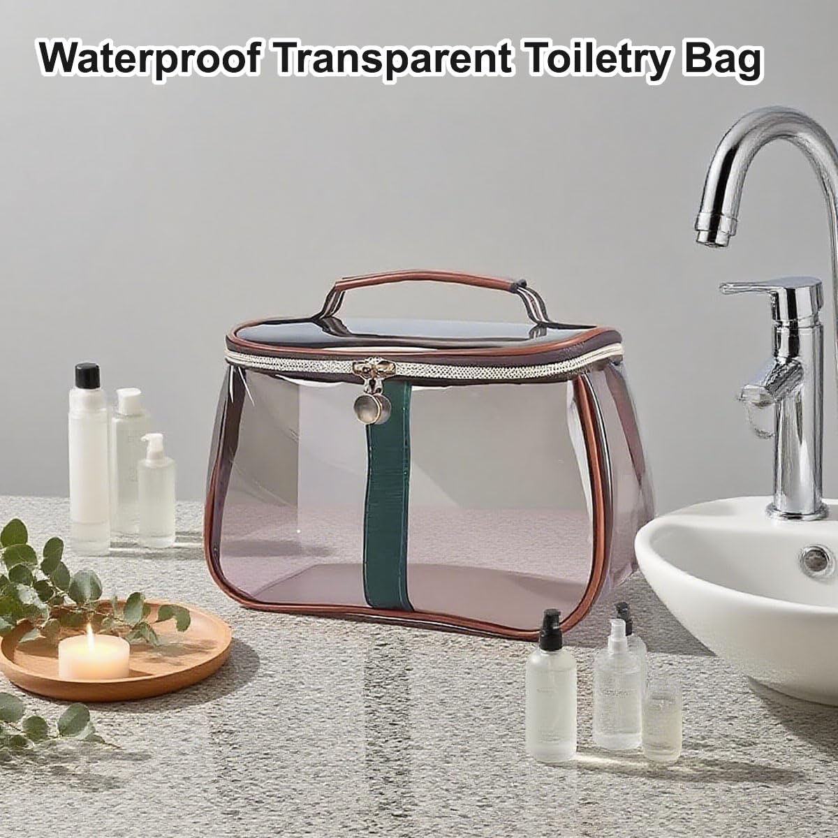 New Retro Vintage Vanity Bag, Clear Makeup Organizer with Handle