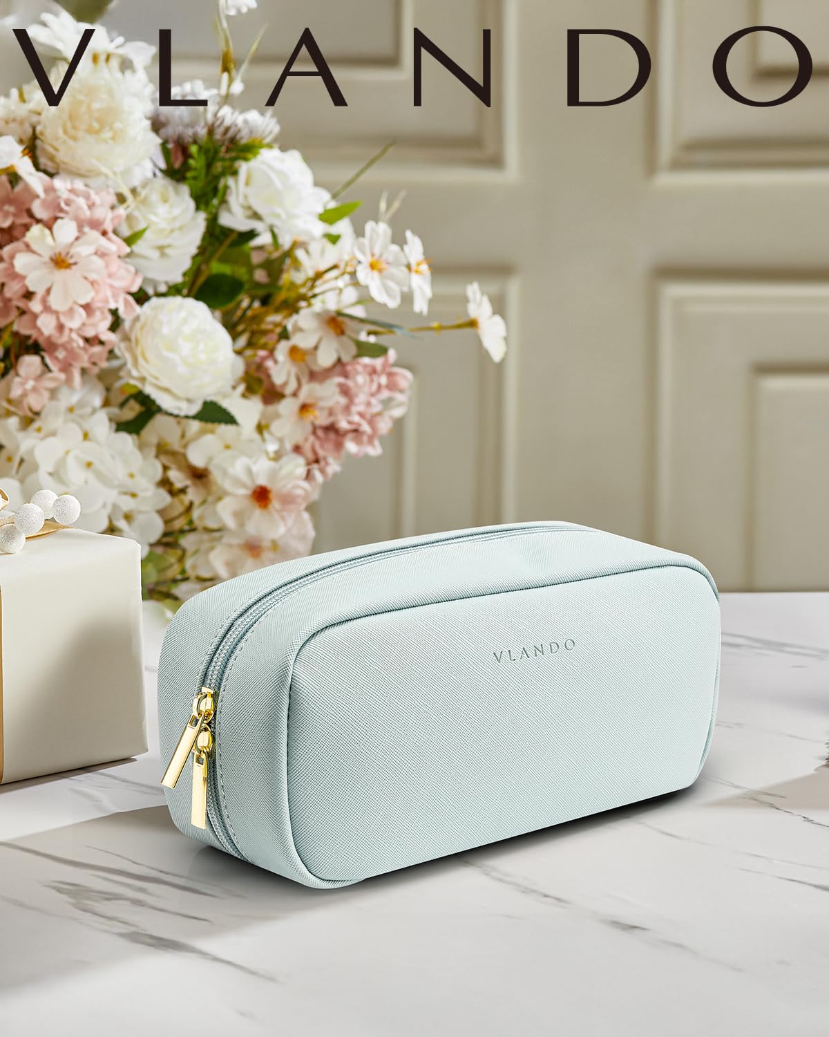VLANDO Travel Makeup Bag Cosmetic Pouch,Blue