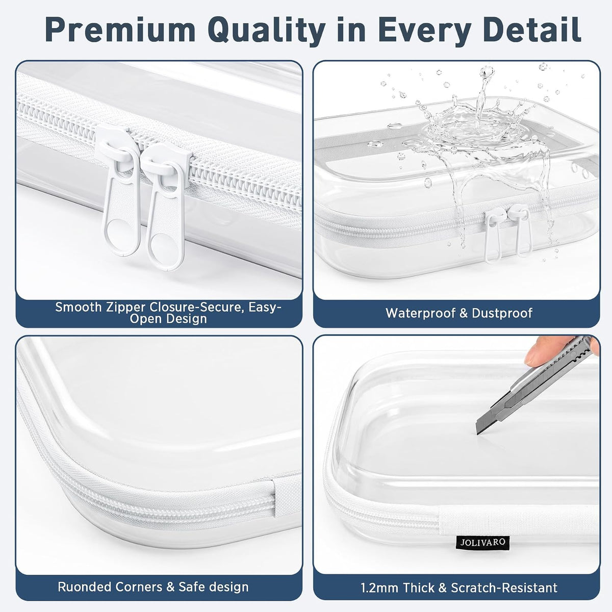 Clear Hard Shell Zipper Case Makeup Storage Organizer Pouches TSA Approved