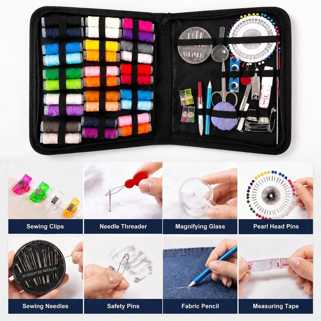 Gippome Sewing Kit for Adults, 131 Pcs Portable Beginners Needle Thread Kit