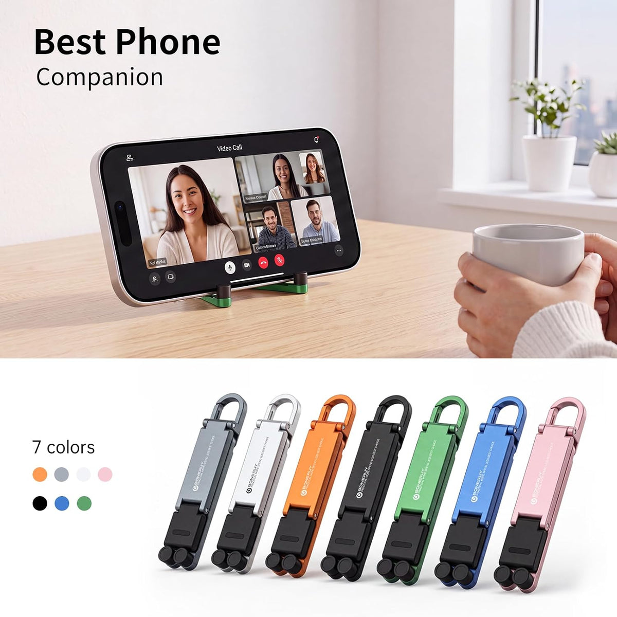 Portable Foldable Pocket Phone Stand with Keychain for Desk Travel(Green)
